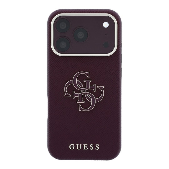 Apple iPhone 18 Pro Kılıf Guess Orjinal Lisanslı M-safe Şarj Özellikli PU Yazı ve 4G Büyük Metal Logolu Kapak
