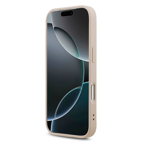 Apple iPhone 18 Pro Kılıf Guess Orjinal Lisanslı M-safe Şarj Özllikli PU Deri Taşlı Üçgen Logo 4G Desenli Strass Kapak