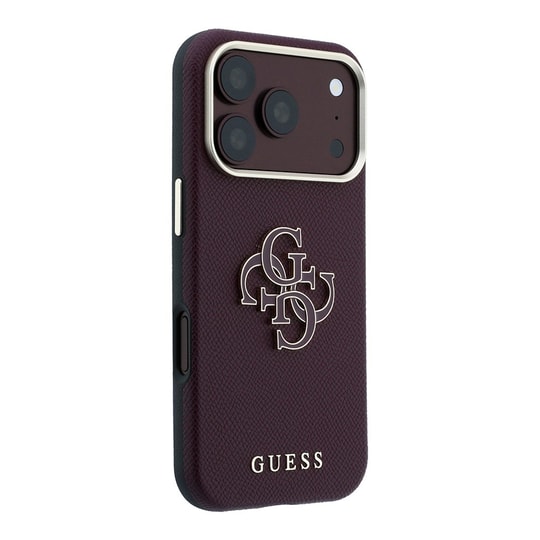 Apple iPhone 18 Pro Kılıf Guess Orjinal Lisanslı M-safe Şarj Özellikli PU Yazı ve 4G Büyük Metal Logolu Kapak