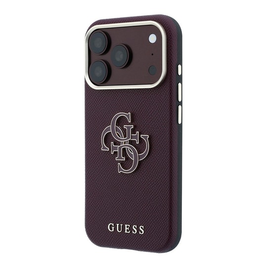 Apple iPhone 18 Pro Kılıf Guess Orjinal Lisanslı M-safe Şarj Özellikli PU Yazı ve 4G Büyük Metal Logolu Kapak