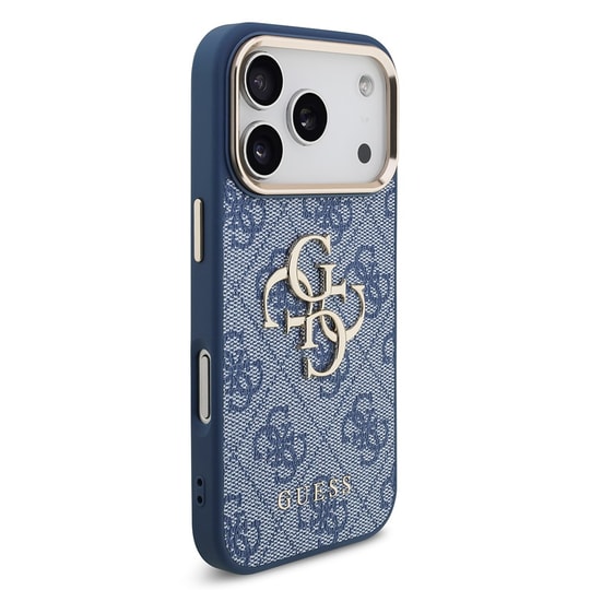 Apple iPhone 18 Pro Kılıf Guess Orjinal Lisanslı Gold Metal Kamera Çerçeveli 4G Desenli Metal Büyük 4G ve Yazı Logolu Kapak