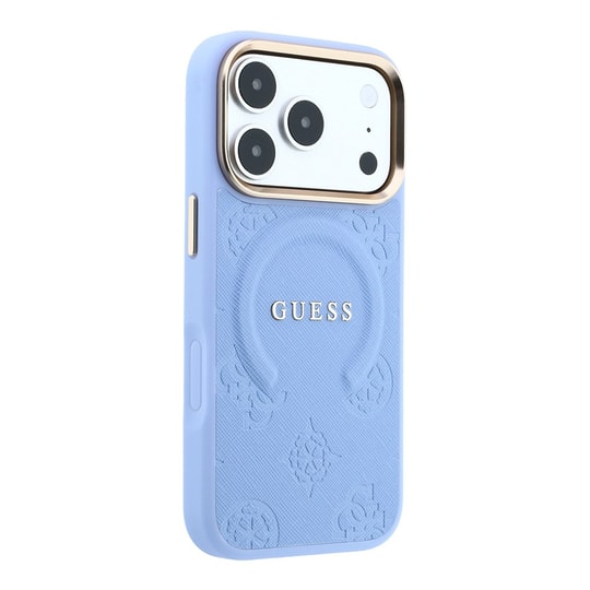 Apple iPhone 18 Pro Kılıf Guess Orjinal Lisanslı M-safe Şarj Özellikli Sıcak Baskılı Yazı Logolu C-Magnet PU Deri Peony Kapak