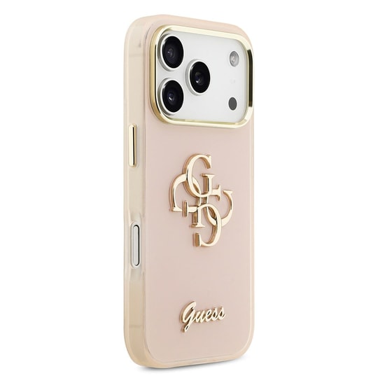 Apple iPhone 18 Pro Kılıf Guess Orjinal Lisanslı Yazı ve 4G Büyük Metal Logolu Silikon Kapak