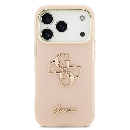 Apple iPhone 18 Pro Kılıf Guess Orjinal Lisanslı Yazı ve 4G Büyük Metal Logolu Silikon Kapak