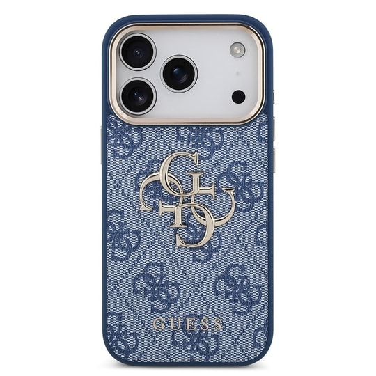 Apple iPhone 18 Pro Kılıf Guess Orjinal Lisanslı Gold Metal Kamera Çerçeveli 4G Desenli Metal Büyük 4G ve Yazı Logolu Kapak