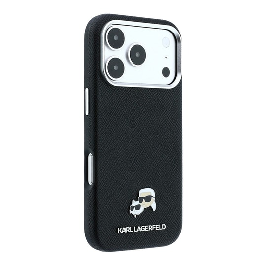 Apple iPhone 18 Pro Kılıf Karl Lagerfeld Orjinal Lisanslı M-Safe Şarj Özellikli K&C Heads Metal Logolu PU Kapak