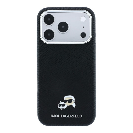 Apple iPhone 18 Pro Kılıf Karl Lagerfeld Orjinal Lisanslı M-Safe Şarj Özellikli K&C Heads Metal Logolu PU Kapak