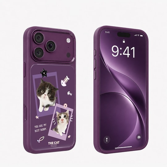 Apple iPhone 18 Pro Kılıf M-safe Şarj Özellikli 3D Baskılı Tasarım Mutural The Cat Serisi Kapak