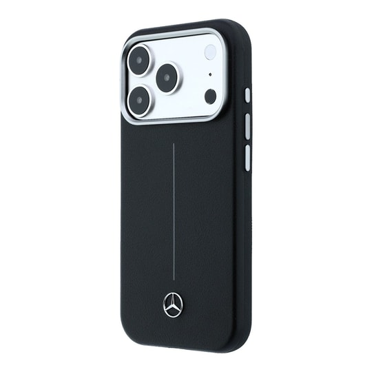 Apple iPhone 18 Pro Kılıf Mercedes Benz Orjinal Lisanslı M-safe Şarj Özellikli Metal Yıldız Logolu Çizgili Deri Kapak