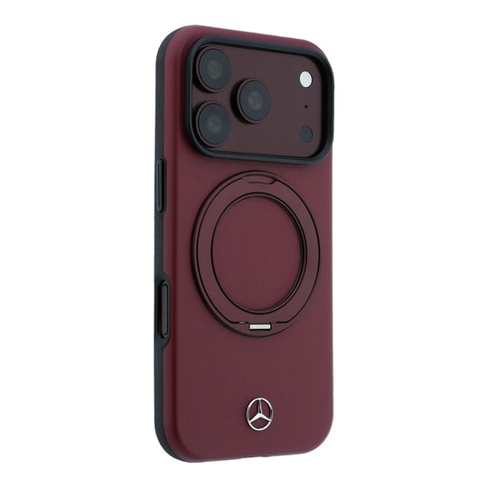 Apple iPhone 18 Pro Kılıf Mercedes Benz Orjinal Lisanslı M-safe Şarj Özellikli 360 Derece Dönebilen Standlı PU Metal Logolu Kapak