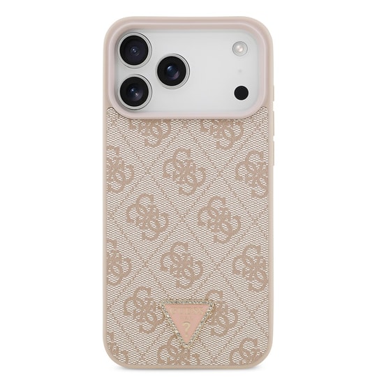 Apple iPhone 18 Pro Max Kılıf Guess Orjinal Lisanslı M-safe Şarj Özllikli PU Deri Taşlı Üçgen Logo 4G Desenli Strass Kapak
