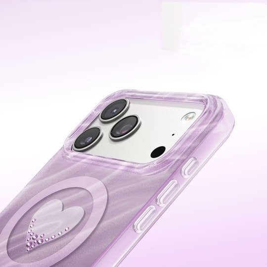 Apple iPhone 18 Pro Max Kılıf M-Safe Şarj Özellikli Orjinal Swarovski Taşlı Zore Paris Rovix Sert PC Kapak
