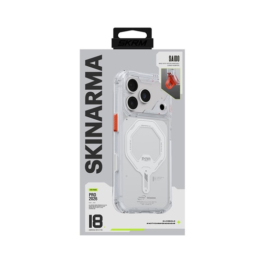 Apple iPhone 18 Pro Max Kılıf M-safe Şarj Özellikli Şeffaf Airbag Tasarımlı Skinarma Saido Mag-Charge Kapak