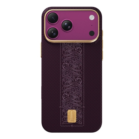 Apple iPhone 18 Pro Max Kılıf M-safe Şarj Özellikli Raptic Aramid Skin Rise Serisi 24 Ayar Altın Kaplamalı Karbon Kapak