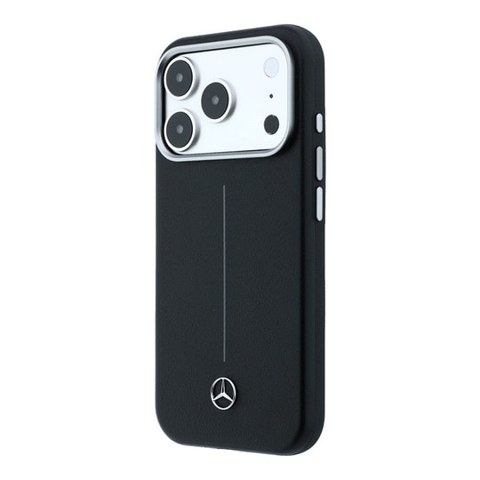 Apple iPhone 18 Pro Max Kılıf Mercedes Benz Orjinal Lisanslı M-safe Şarj Özellikli Metal Yıldız Logolu Çizgili Deri Kapak