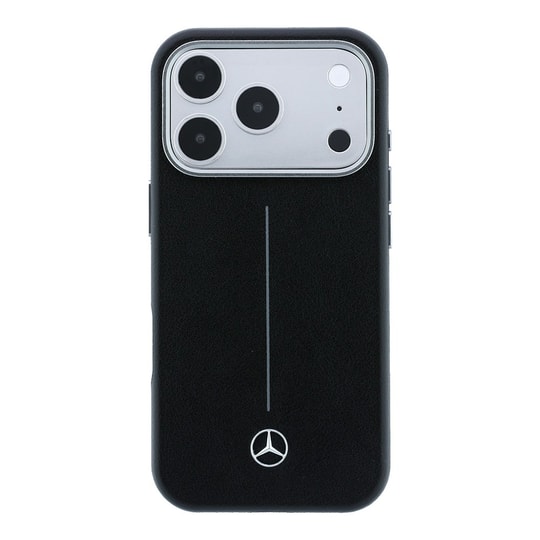 Apple iPhone 18 Pro Max Kılıf Mercedes Benz Orjinal Lisanslı M-safe Şarj Özellikli Metal Yıldız Logolu Çizgili Deri Kapak
