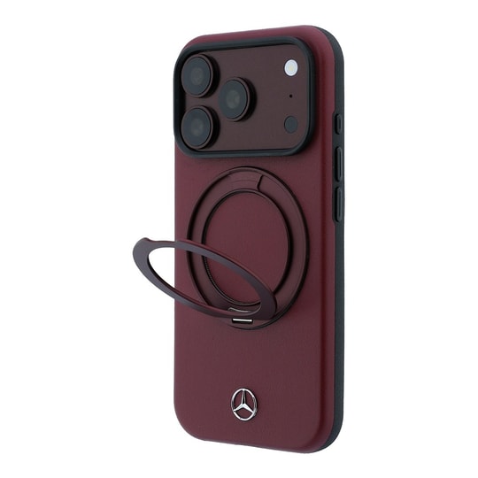 Apple iPhone 18 Pro Max Kılıf Mercedes Benz Orjinal Lisanslı M-safe Şarj Özellikli 360 Derece Dönebilen Standlı PU Metal Logolu Kapak