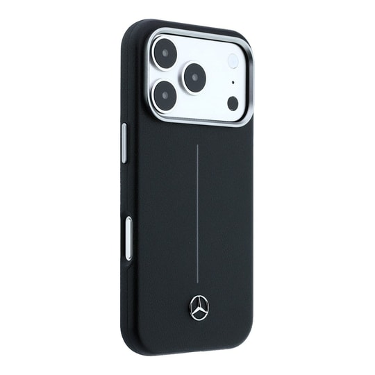 Apple iPhone 18 Pro Max Kılıf Mercedes Benz Orjinal Lisanslı M-safe Şarj Özellikli Metal Yıldız Logolu Çizgili Deri Kapak