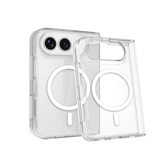 Apple iPhone Duo Kılıf Zore M-safe Şarj Özellikli Şeffaf Kamera Çerçeveli UTS PC Kapak