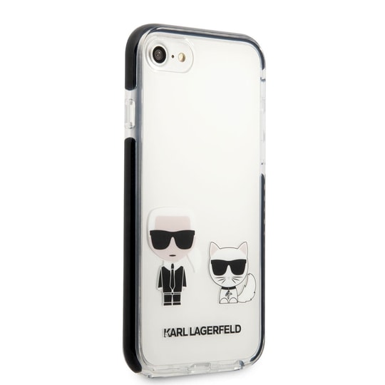 Apple iPhone SE 2022 Kılıf Karl Lagerfeld Kenarları Siyah Silikon K&C Dizayn Kapak