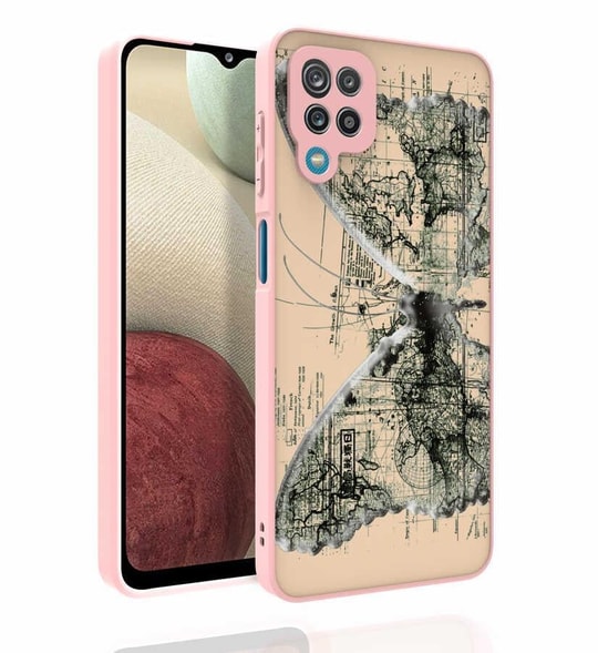 Galaxy A12 Kılıf Desenli Kamera Korumalı Parlak Zore Nora Kapak