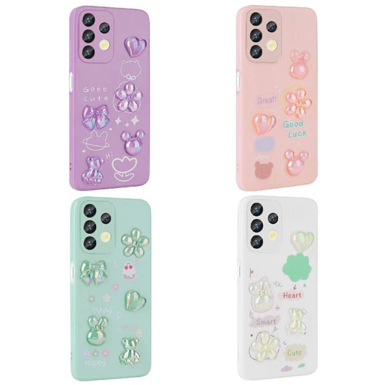 Galaxy A32 4G Kılıf Kabartma Figürlü Parlak Zore Toys Silikon Kapak