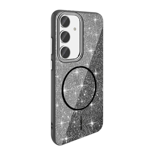 Galaxy S24 FE Kılıf M-safe Şarj Özellikli Parlayan Simli Zore Okso Kapak