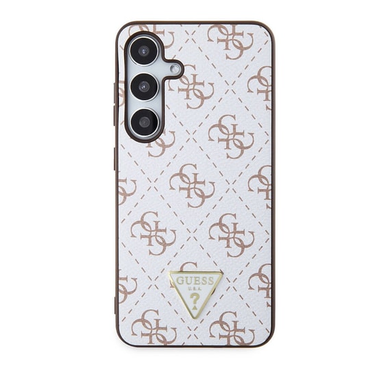 Galaxy S24 Kılıf Guess Orjinal Lisanslı PU Üçgen Logo 4G Desenli Kapak