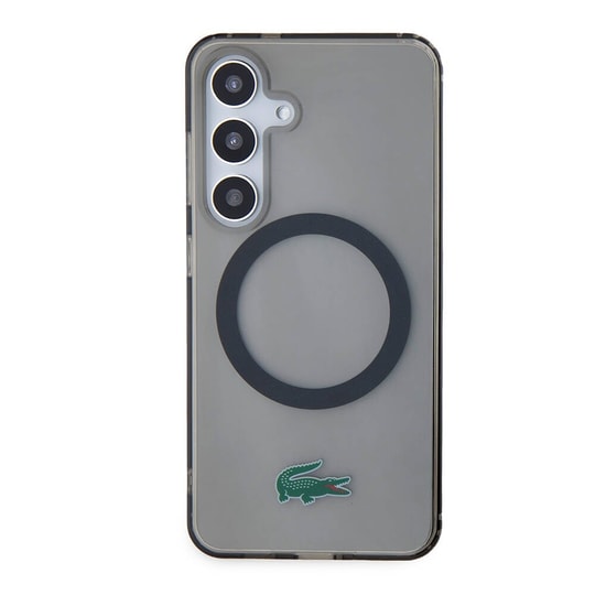 Galaxy S24 Kılıf Lacoste Orjinal Lisanslı M-safe Şarj Özellikli Transparan Timsah Logo Baskılı Kapak