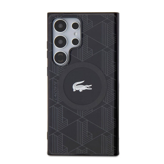 Galaxy S24 Ultra Kılıf Lacoste Orjinal Lisanslı M-safe Şarj Özellikli Çift Katmanlı Timsah Logolu Blend Monogram Kapak