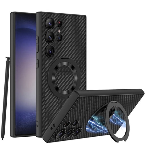Galaxy S24 Ultra Wireless Şarj Özellikli Zore Kıpta Standlı M-safe Silikon Kapak