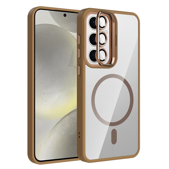 Galaxy S25 FE Kılıf Standlı ve Kamera Lens Hediyeli M-Safe Şarj Özellikli Zore Etro Kapak