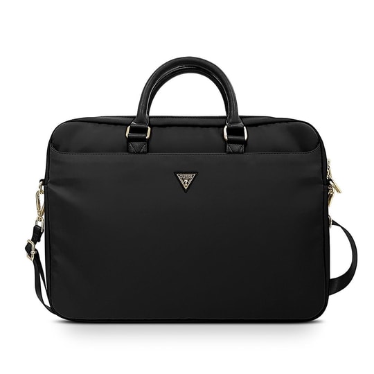 Guess Orjinal Lisanslı Naylon Kumaş Metal Üçgen Logolu Omuz Askılı 15-16 inç Laptop Çantası