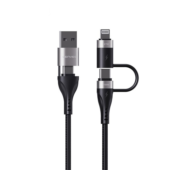 Lenyes LC568 4in1 USB-A - Type-C + Type-C to Lightning Data ve Şarj Kablosu 100W 1M