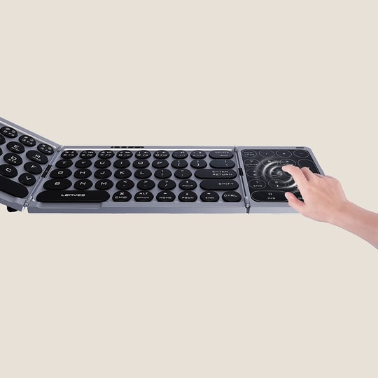 Lenyes WK110 Sessiz Tuş Tasarımlı Num Touch Pad Özellikli Katlanabilir Bluetooth Bağlantılı Kablosuz Klavye