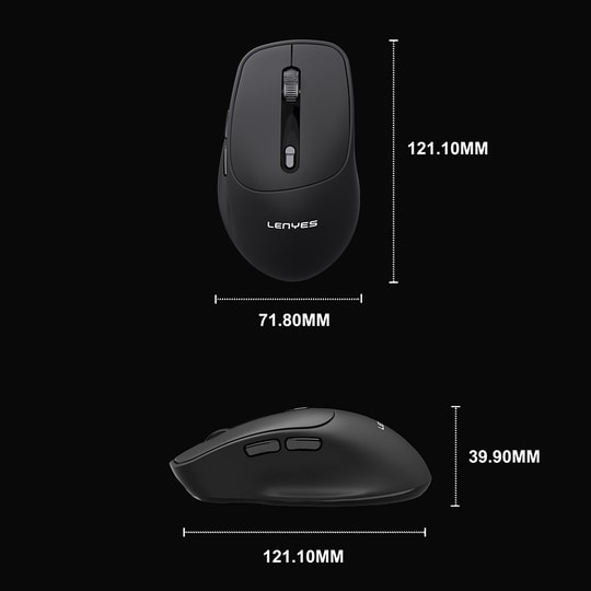 Lenyes WS105 Sessiz Buton Tasarımlı Ergonomik Çift Bluetooth Bağlantılı 2.4G Kablosuz Mouse 1600 DPI