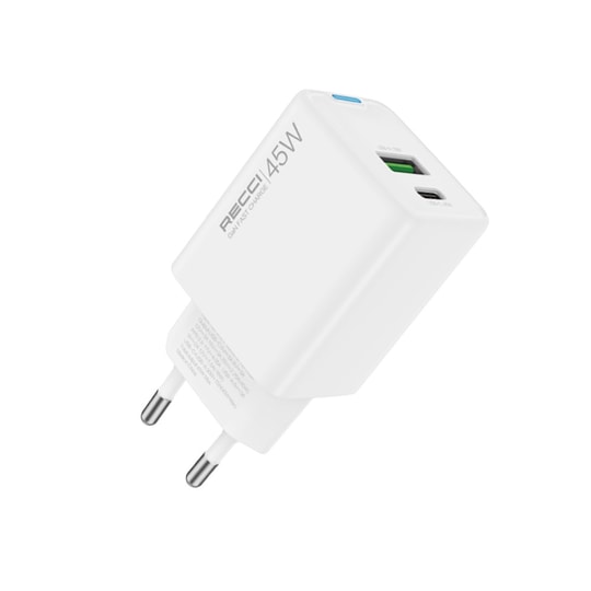 Recci RC108E GaN Teknolojili Hızlı Şarj Başlığı Type-C to Type-C PD 45W Kablolu Şarj Seti