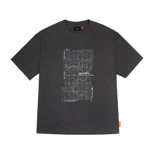 Skinarma Sonar Kısa Kollu Oversize Unisex Bisiklet Yaka Gri Tişört