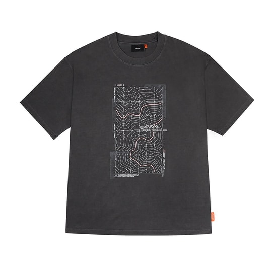 Skinarma Sonar Kısa Kollu Oversize Unisex Bisiklet Yaka Gri Tişört