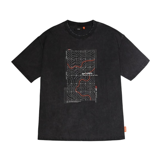 Skinarma Sonar Kısa Kollu Oversize Unisex Bisiklet Yaka Siyah Tişört