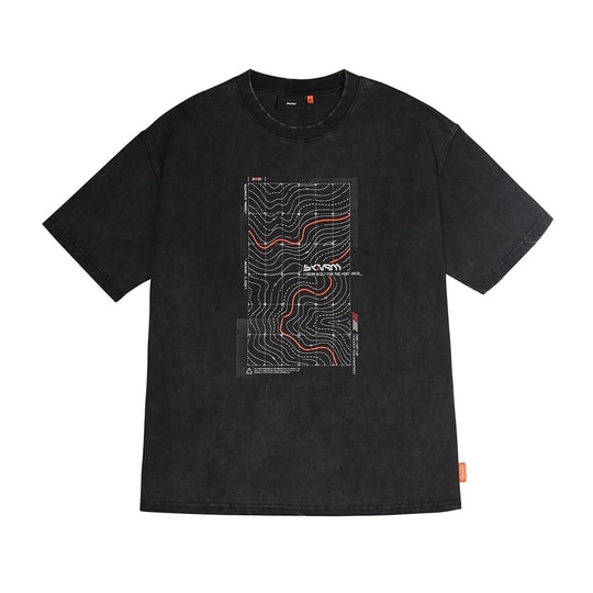 Skinarma Sonar Kısa Kollu Oversize Unisex Bisiklet Yaka Siyah Tişört