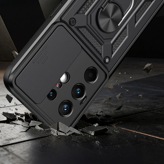 Tecno Camon 50 Pro Kılıf Magnetik Standlı Kamera Korumalı Zore Sürgülü Vega Kapak