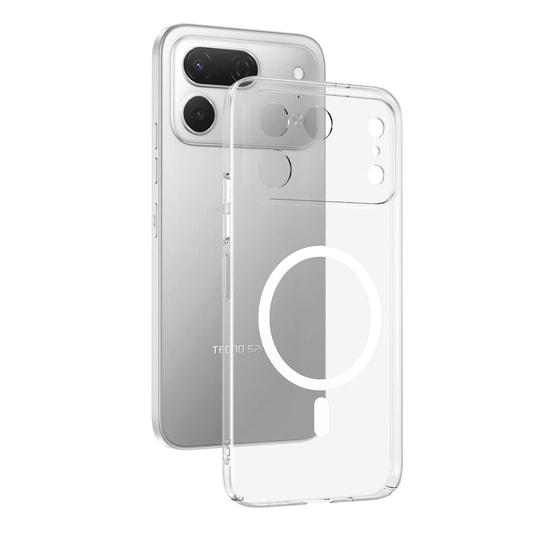 Tecno Spark 50 Pro Kamera Korumalı M-Safe Şarj Özellikli Şeffaf Zore London Sert PC Kapak
