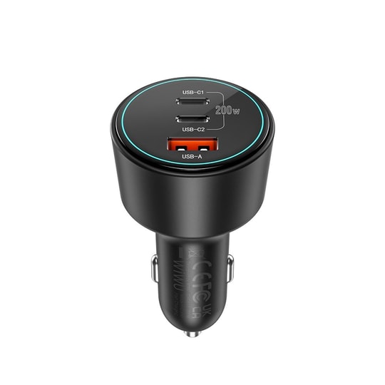 Wiwu Wi-QC026 Starship Serisi Hızlı Şarj Özellikli Dual Type-C + USB-A Portlu Araç Şarj Aleti 200W