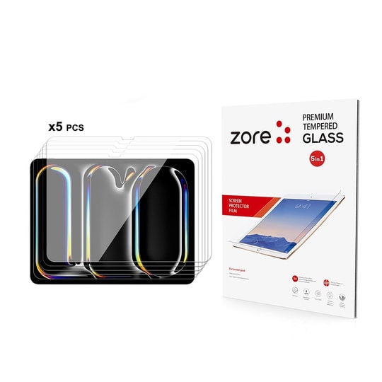 Apple iPad Pro 13 2024 Zore 5in1 Tablet Temperli Cam Ekran Koruyucu