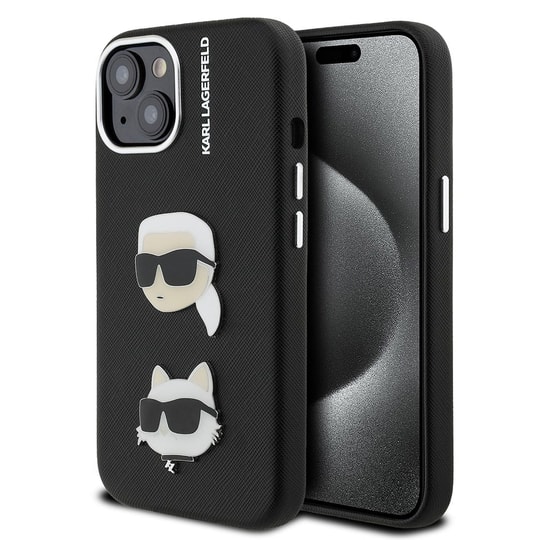 Apple iPhone 14 Kılıf Karl Lagerfeld Orjinal Lisanslı K&C Heads Pin Kapak