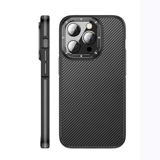 Apple iPhone 14 Pro Kılıf Karbon Fiber Görünümlü Wlons Marin Kapak