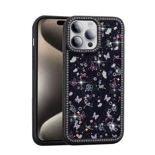 Apple iPhone 14 Pro Kılıf Taşlı ve Simli Tasarım Zore Azra Kapak