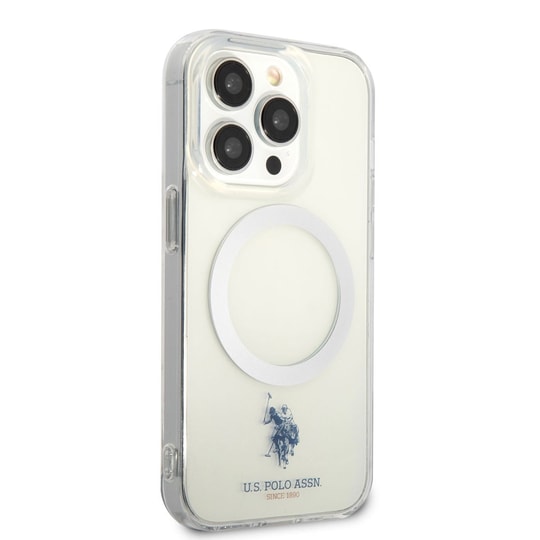 Apple iPhone 14 Pro Kılıf U.S. POLO ASSN. M-safe Şarj Özellikli Transparan Tasarım Kapak