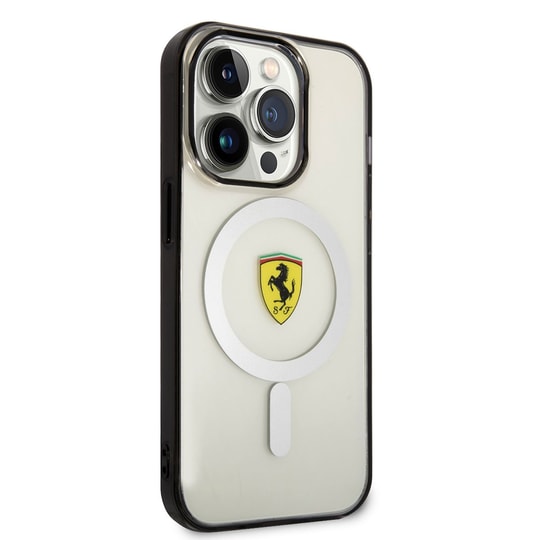 Apple iPhone 14 Pro Max Kılıf Ferrari M-safe Şarj Özellikli Transparan Dizayn Kapak